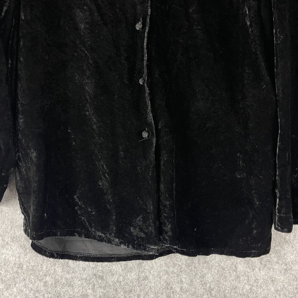 Vintage Gap Silk Blend Top Womens M Black Crushed Velvet Knot Button Hong Kong - Picture 3 of 16